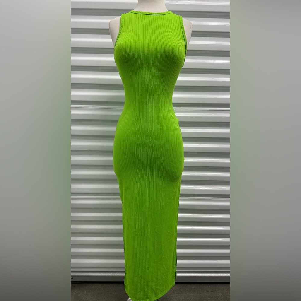 Cool, attractive, bright green, long dress